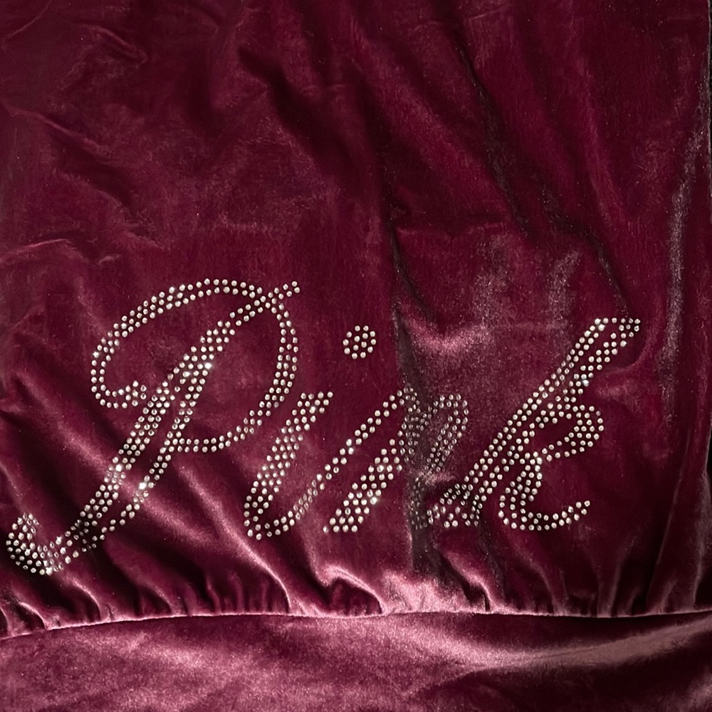 PINK velour full zip crop hoodie